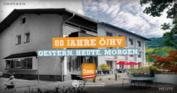 Mondsee gestern und heute Vorher-Nachher-Vergleich der Jugendherberge Mondsee mit historischem Schwarzweißbild auf der linken und aktuellem Farbfoto auf der rechten Bildhälfte.